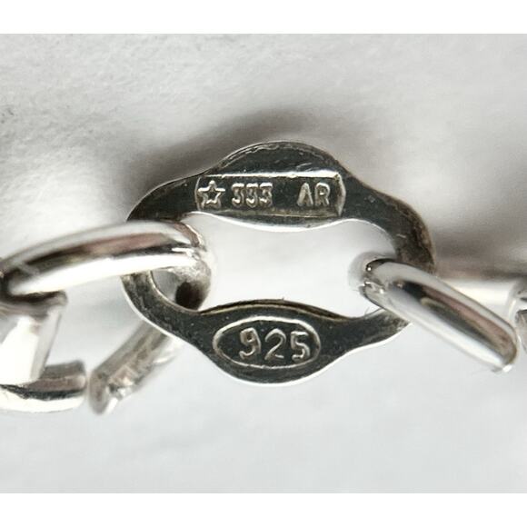 .925 Sterling Silver Puffed Dolphin & Hearts Link Bracelet, Italy 7” - Picture 5 of 5